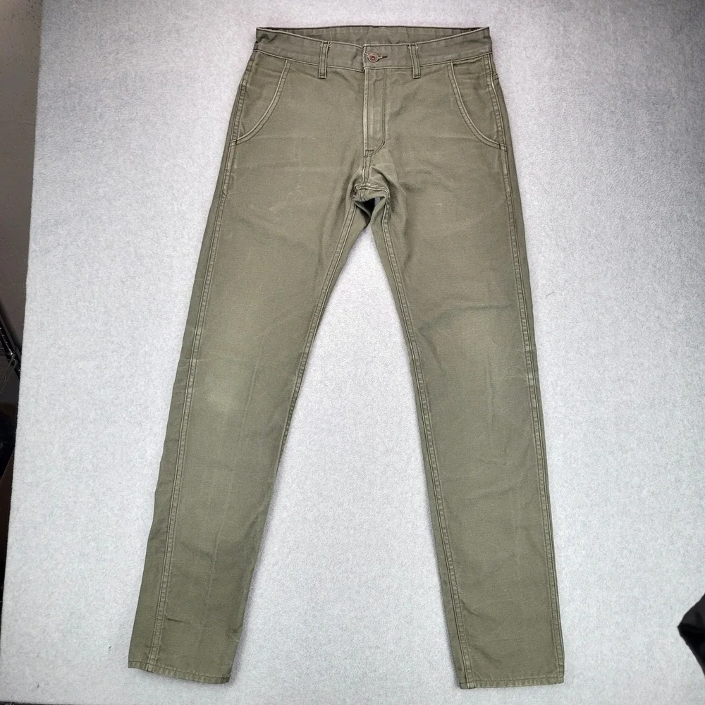 Railcar Fine Goods Flight Trousers Mens 31 Olive Green Canvas Slim Straight USA